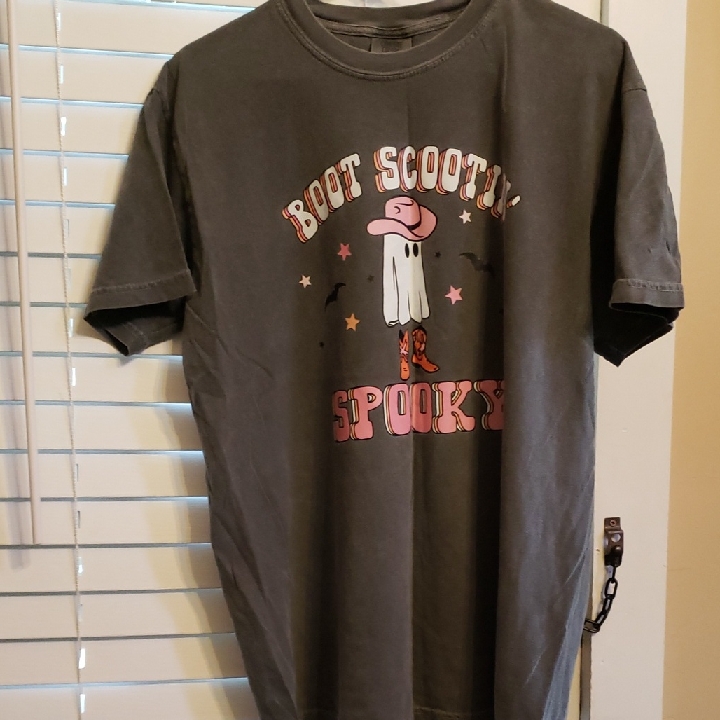 Comfort Colors Gray Boot Scootin' Spooky Tee